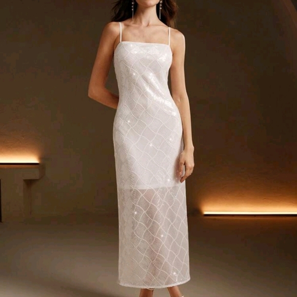 Elegant Solid Color Sequin Slip Dress - Picture 1 of 5
